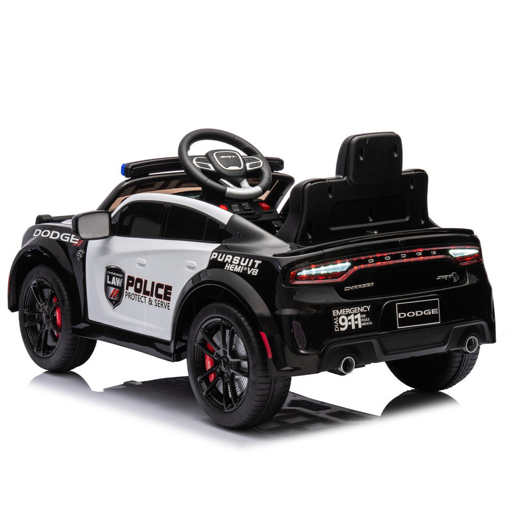 Licensed Dodge Charger,12v Kids ride on police car W/Parents Remote Control,anti-collision bar,Front&amp; top alarm light design,Police car sticker,megaphone,three-speed,slow start,Four wheel suspension.